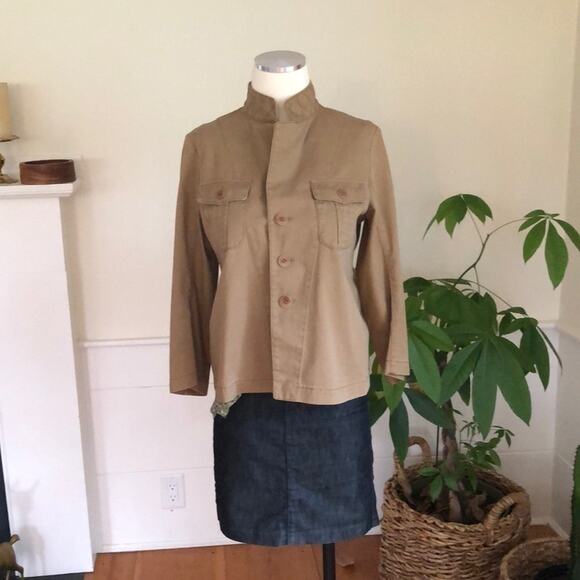 Club Monaco Tan 3/4 Sleeve Jean Jacket Blazer S/P - Picture 1 of 8